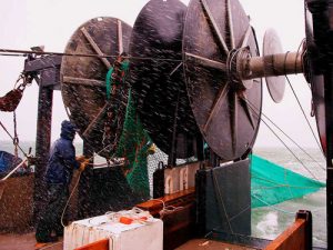 trawl net hauling